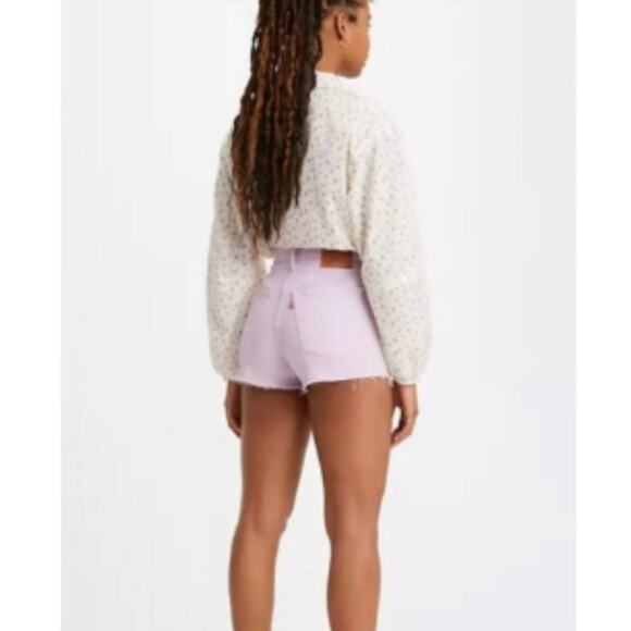 LEVI'S Ribcage Shorts raw‎ hem purple Lavendar size 30 90s vibe y2k new!! - Picture 2 of 8
